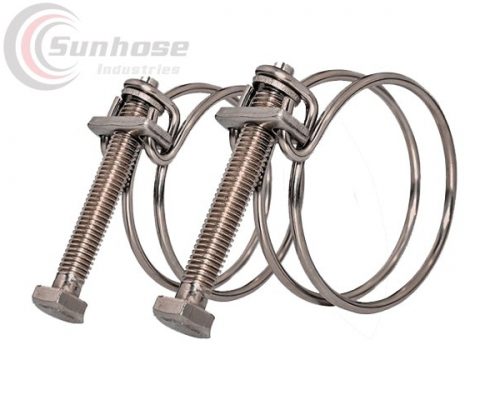 Double Wire Hose Spring Clips with Screw Pipe Fuel Air Helix Hose Clamp 