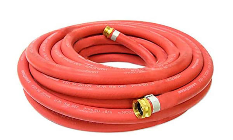 red rubber garden hose